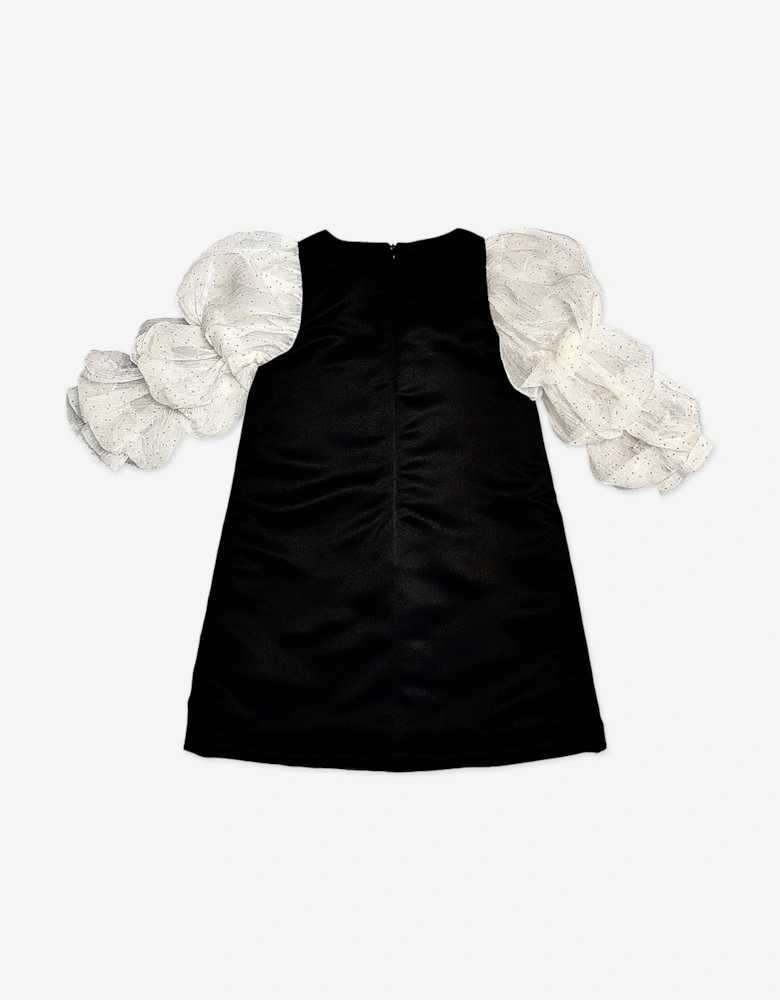 BCBGMAXAZRIA Girls Diamante Puff Sleeve Dress in Black