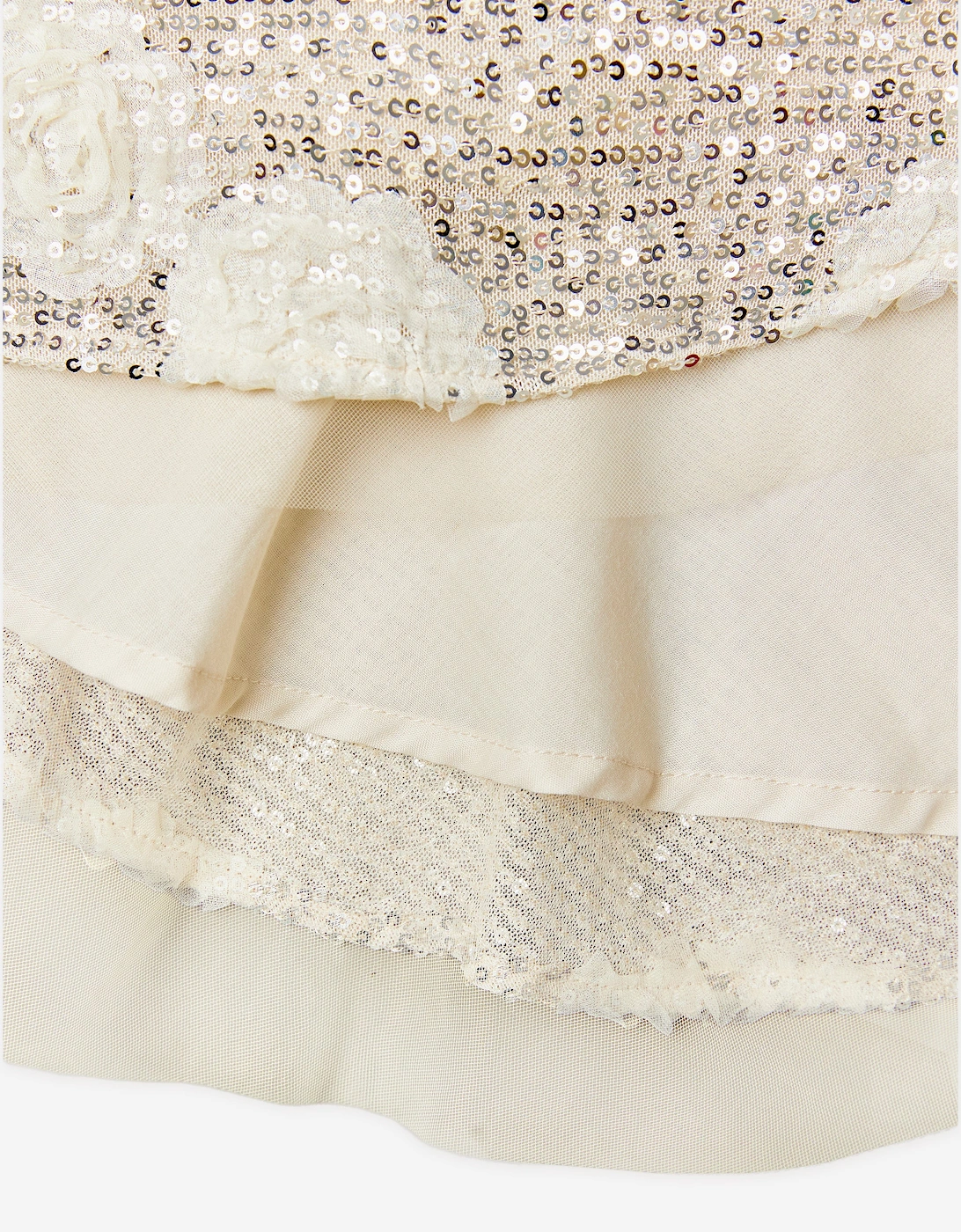 BCBGMAXAZRIA Girls 3D Flower Sequin Skirt in Grey