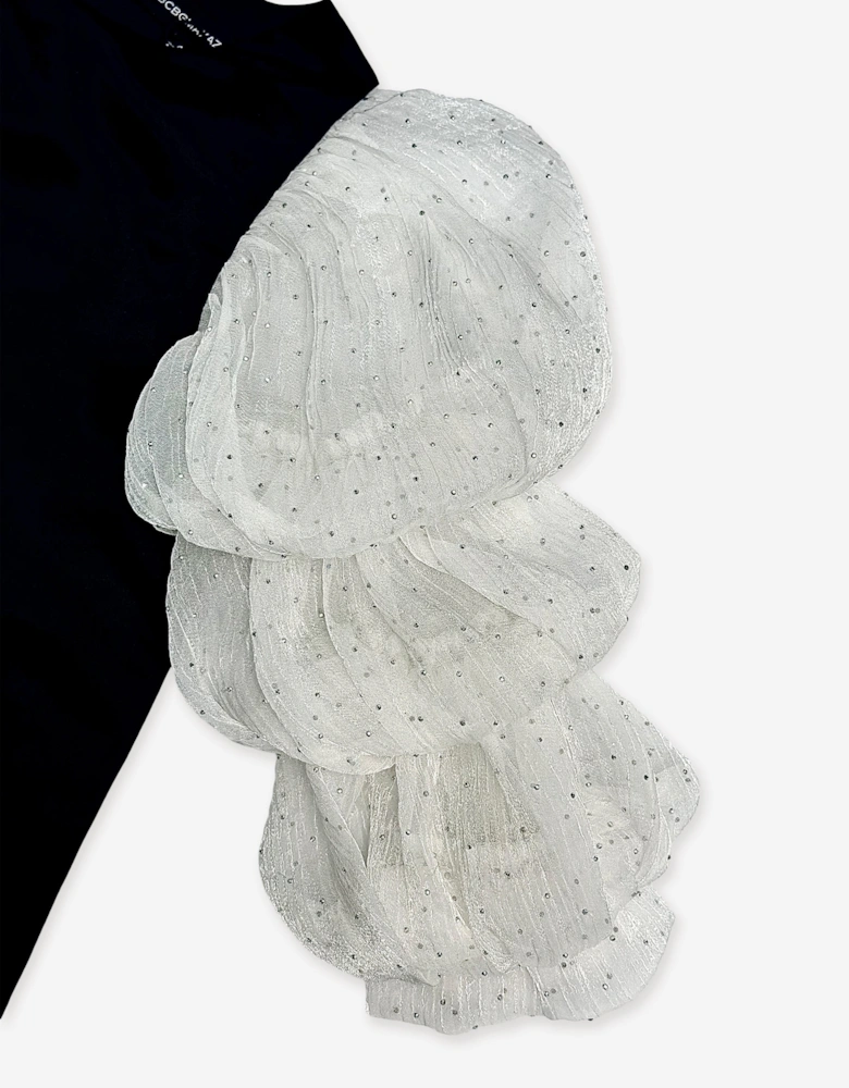 BCBGMAXAZRIA Girls Diamante Puff Sleeve Dress in Black