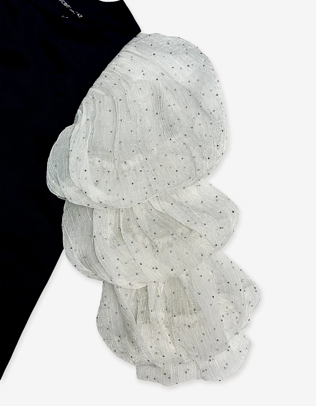 BCBGMAXAZRIA Girls Diamante Puff Sleeve Dress in Black