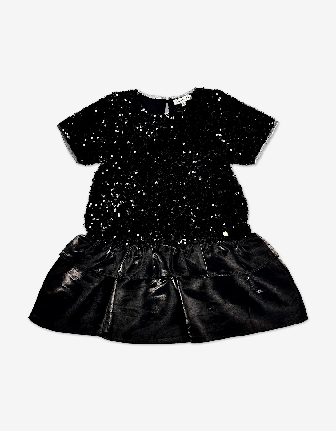 BCBGMAXAZRIA Girls Velvet Sequin Dress with Satin Hem in Black, 4 of 3