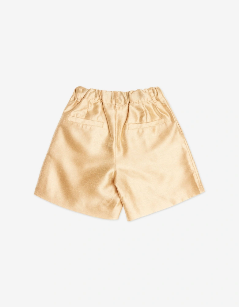 BCBGMAXAZRIA Girls Pleated Shorts in Gold