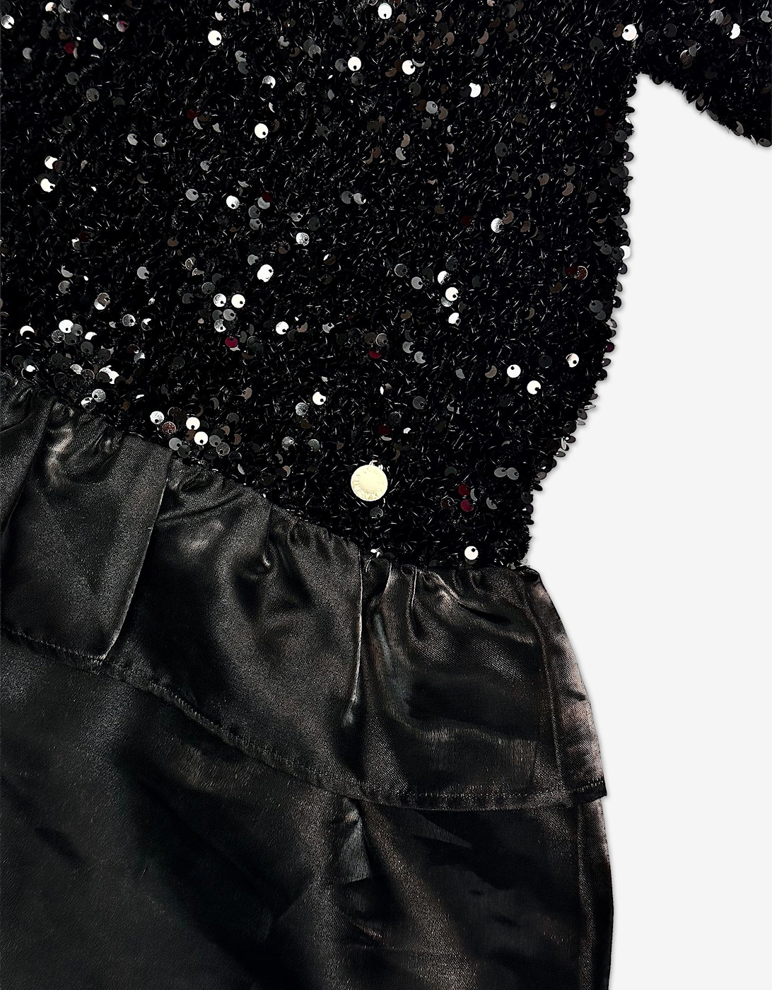 BCBGMAXAZRIA Girls Velvet Sequin Dress with Satin Hem in Black