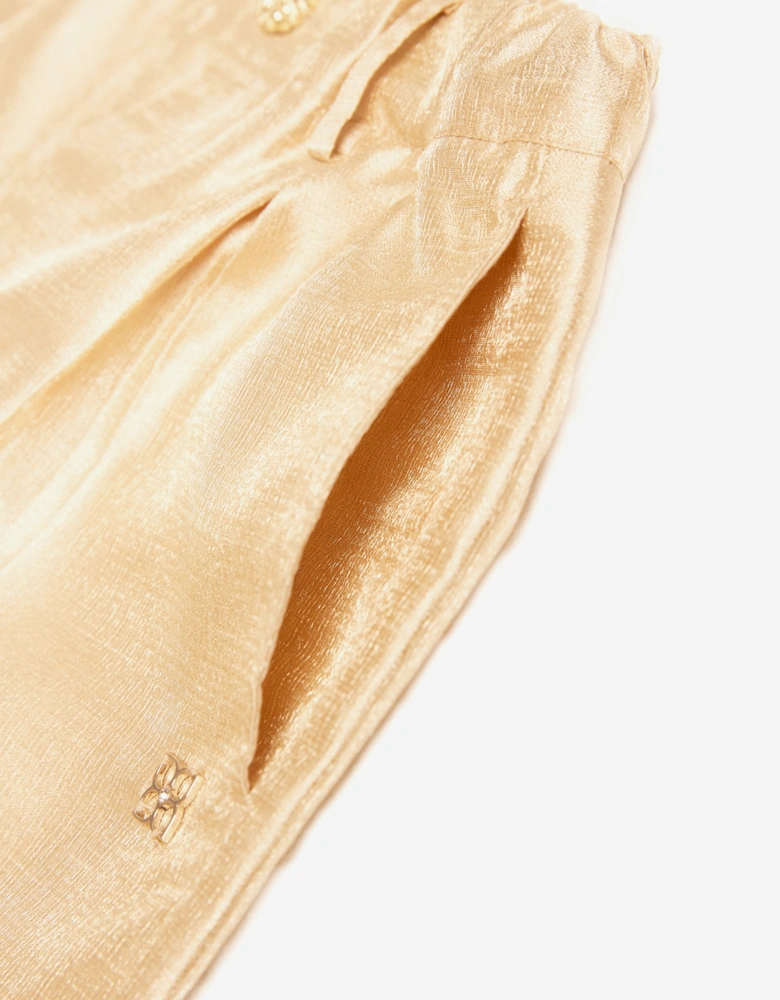 BCBGMAXAZRIA Girls Pleated Shorts in Gold