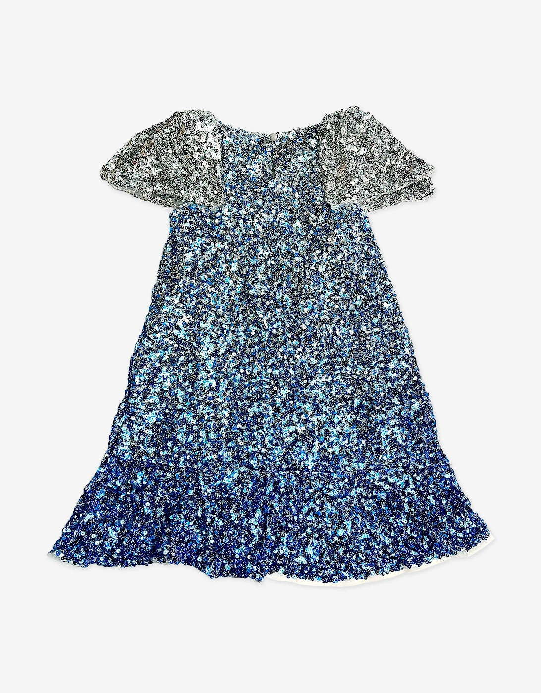 BCBGMAXAZRIA Girls Ombre Sequin Frill Hem Dress in Blue