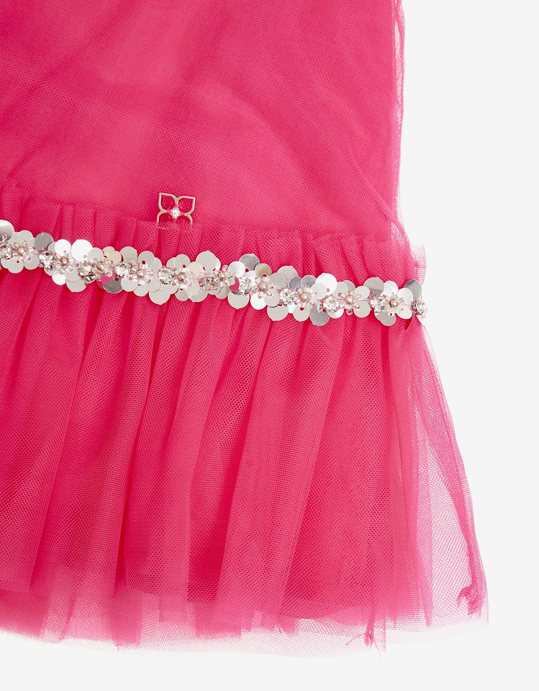 BCBGMAXAZRIA Girls Tulle Jewel Trim Dress in Pink