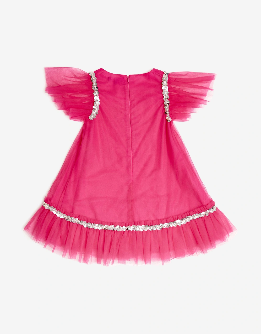 BCBGMAXAZRIA Girls Tulle Jewel Trim Dress in Pink