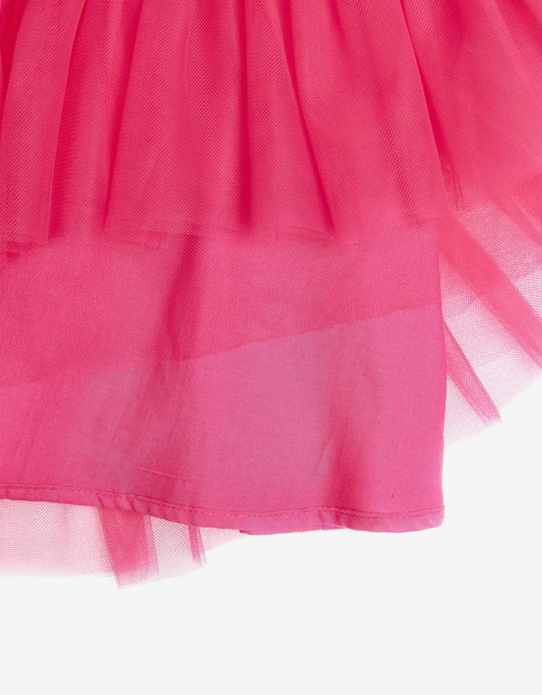 BCBGMAXAZRIA Girls Tulle Jewel Trim Dress in Pink
