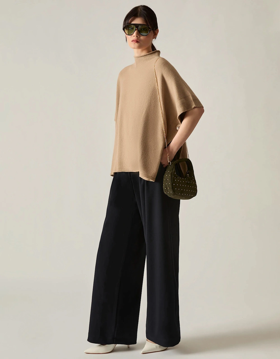 Taupe Side Button Poncho, 6 of 5