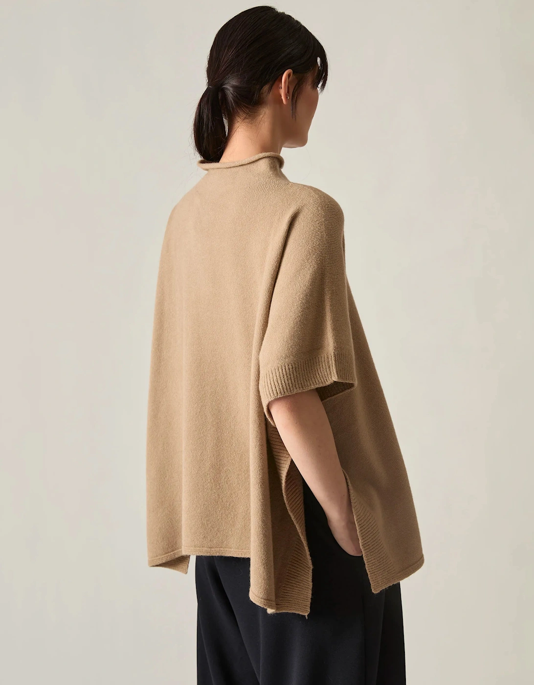 Taupe Side Button Poncho
