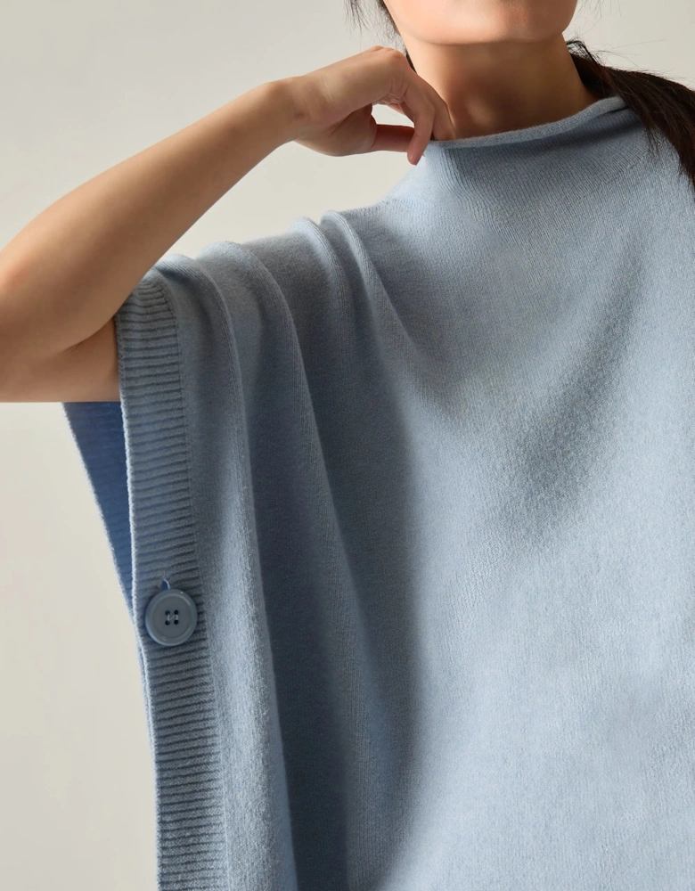 Pale Blue Side Button Poncho