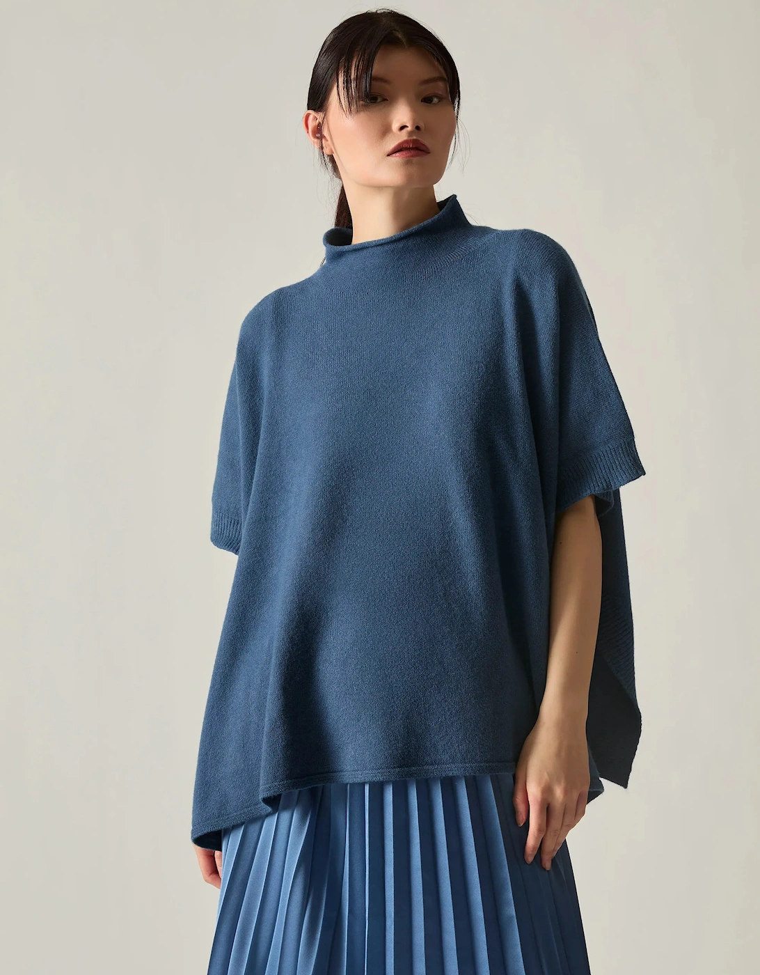 Denim Side Button Poncho