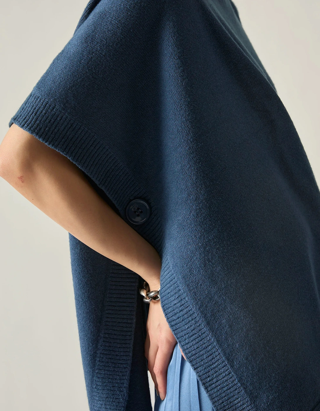Denim Side Button Poncho