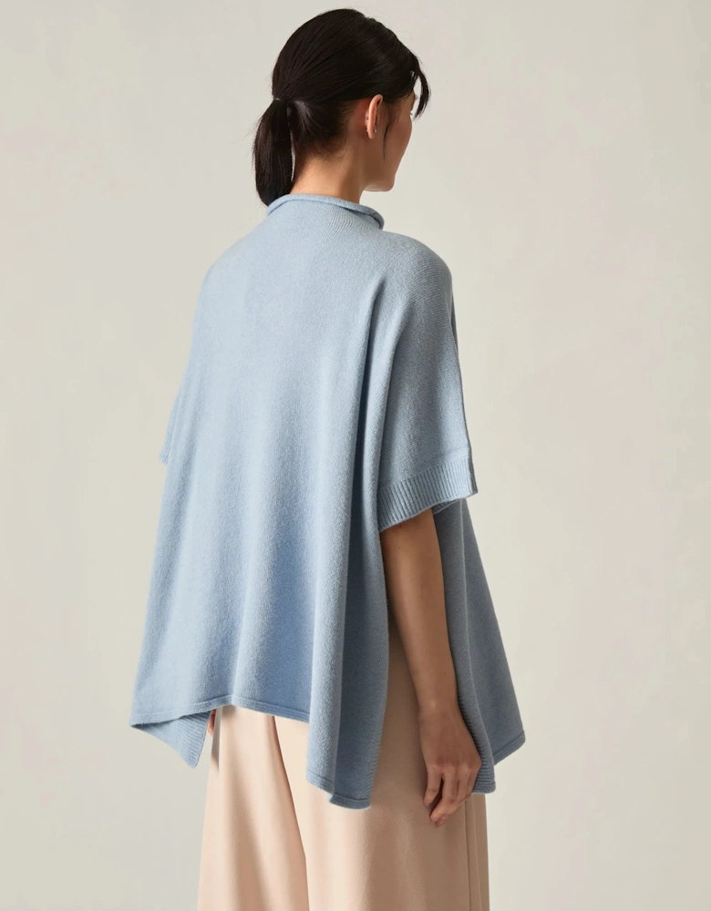 Pale Blue Side Button Poncho