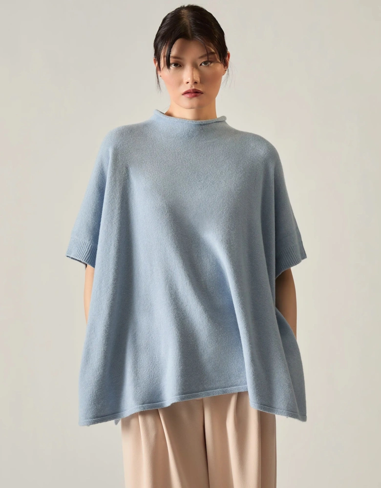 Pale Blue Side Button Poncho