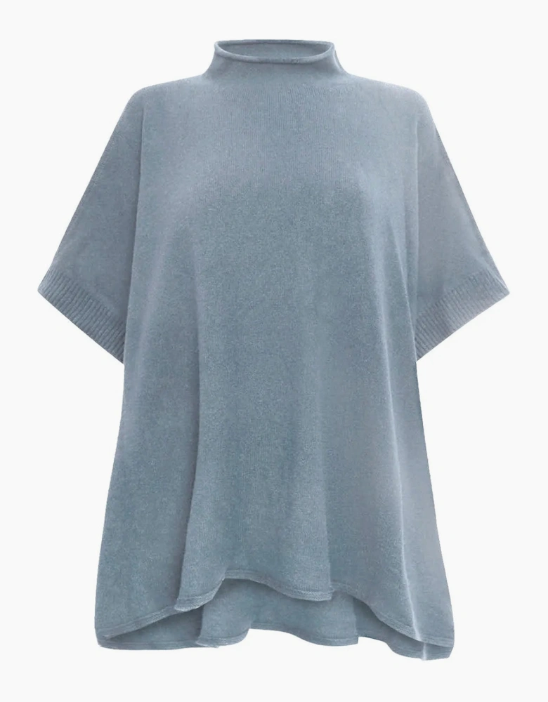 Pale Blue Side Button Poncho