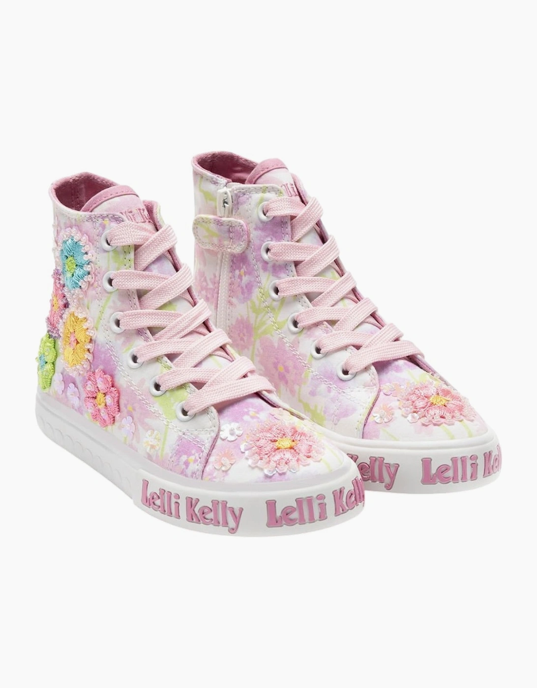 Girls Multicoloured Flower Hi-Top Trainers