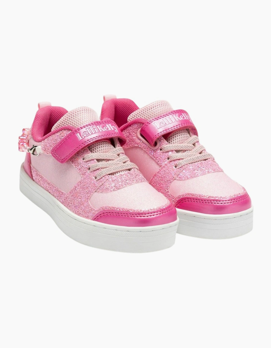 Girls Fuchsia Pink Glitter Chain Trainer, 5 of 4