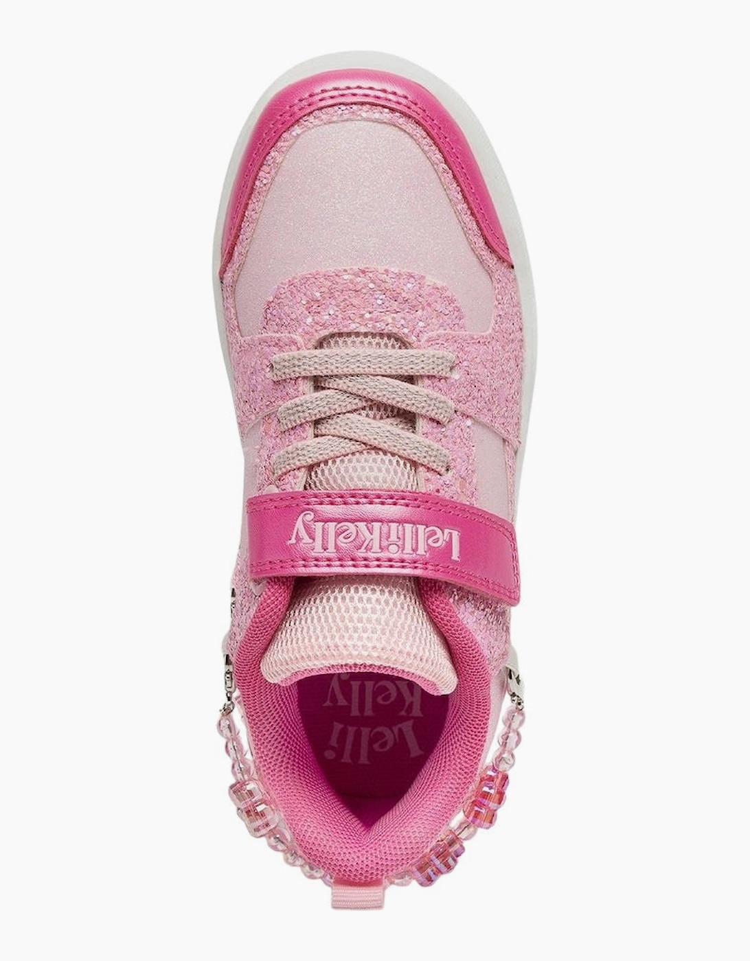 Girls Fuchsia Pink Glitter Chain Trainer