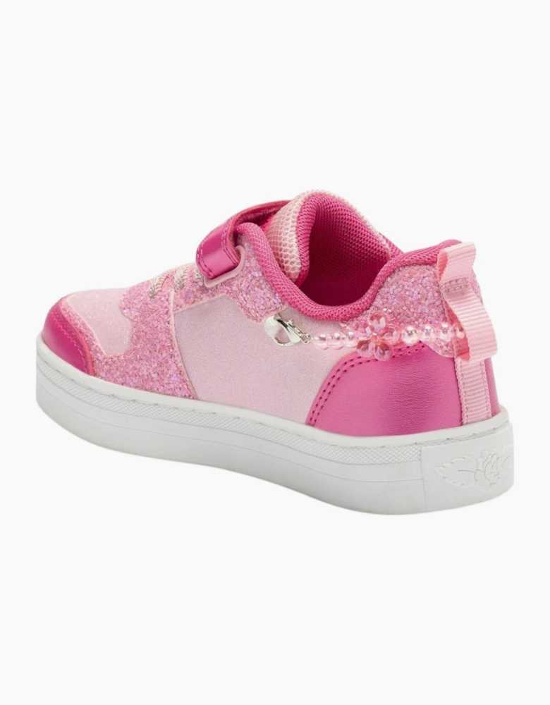 Girls Fuchsia Pink Glitter Chain Trainer
