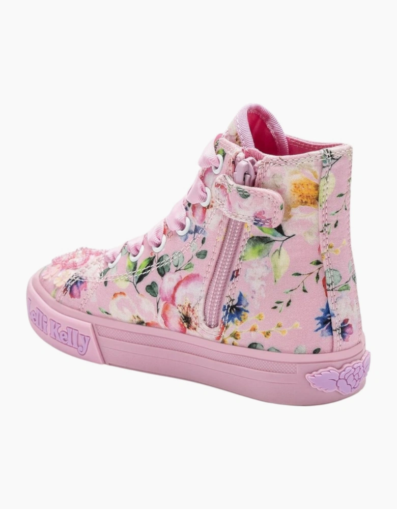 Girls Pink Butterfly Hi-Top Trainers