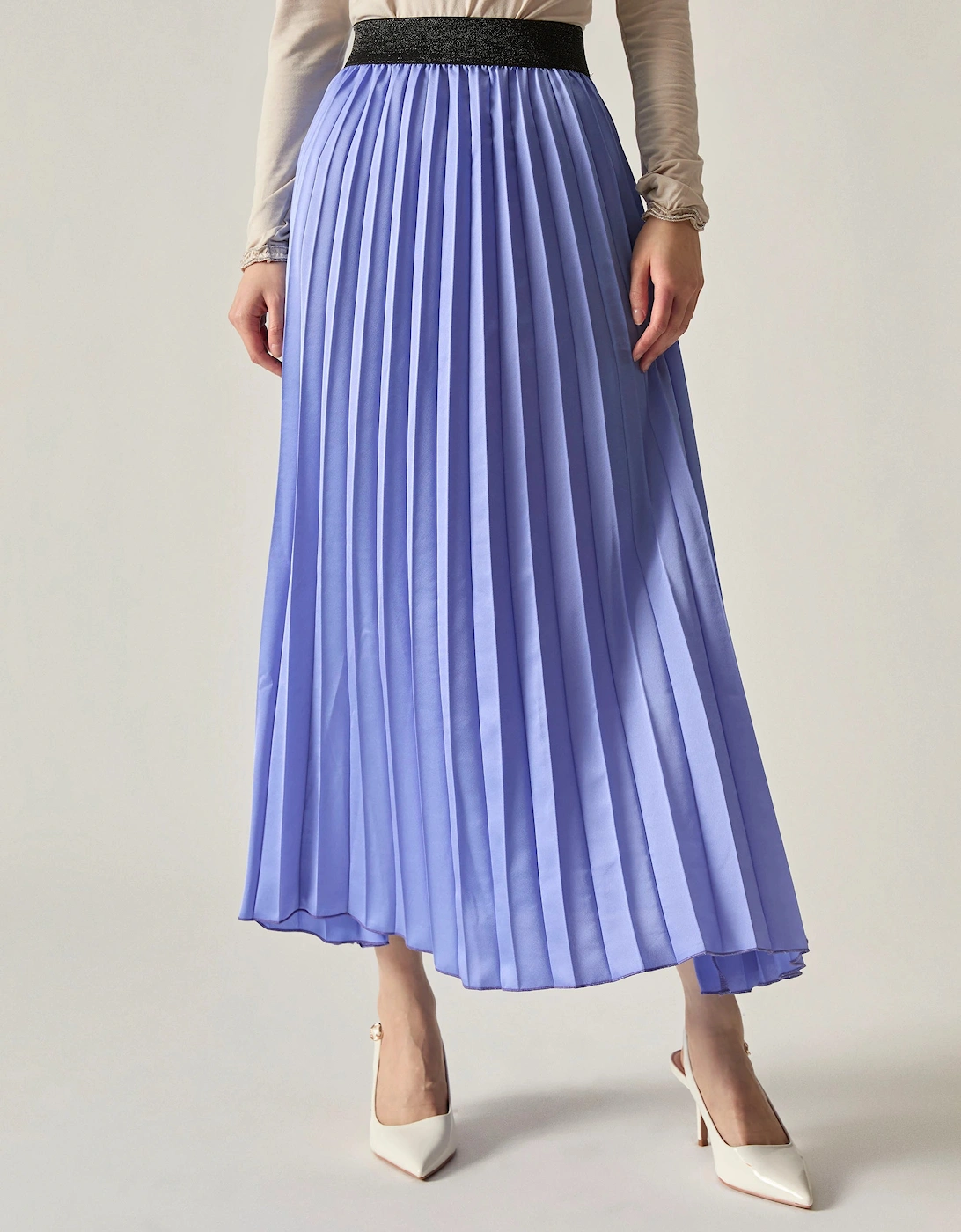 Lilac Pleated Maxi Skirt