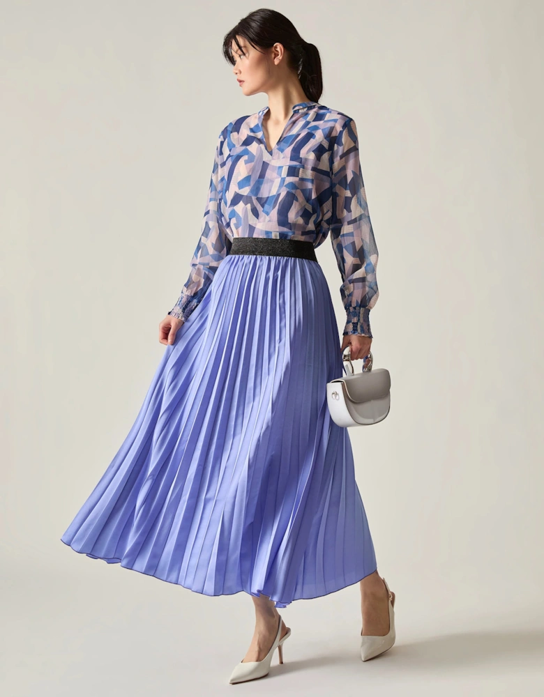 Lilac Pleated Maxi Skirt