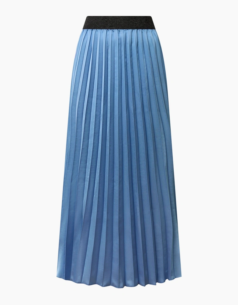 Blue Pleated Maxi Skirt
