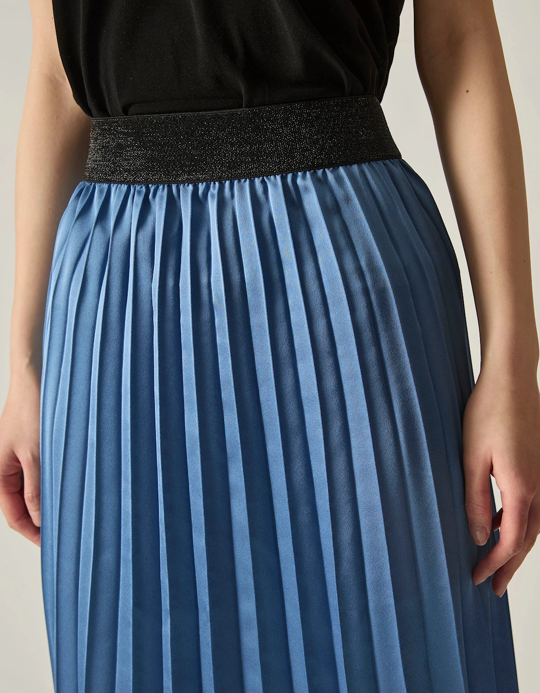 Blue Pleated Maxi Skirt