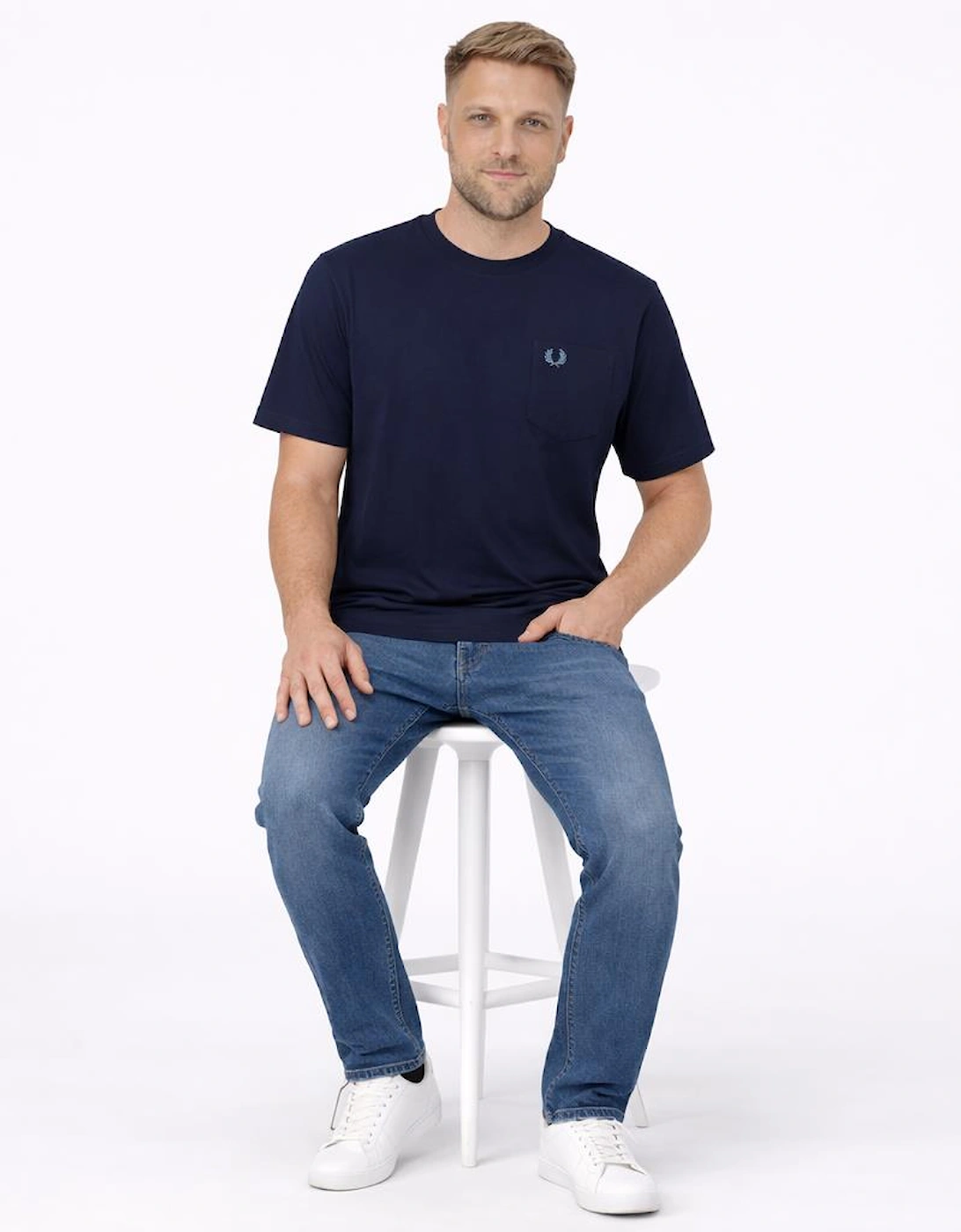 Pocket Detail T-Shirt Navy/Tennis Blue