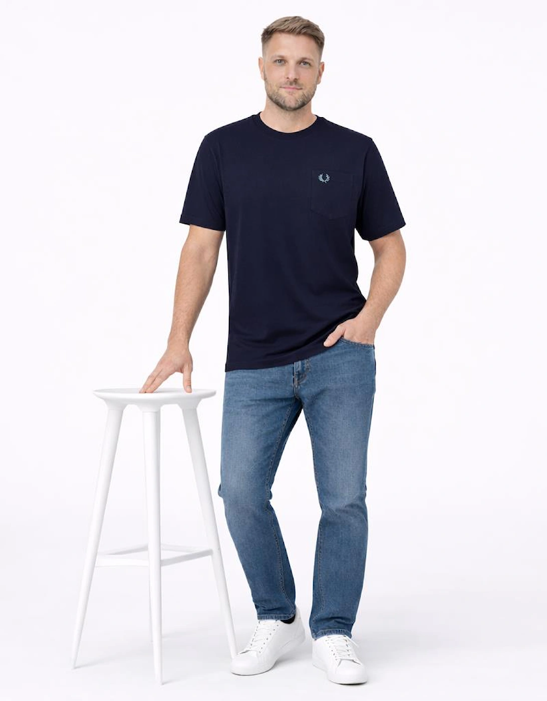 Pocket Detail T-Shirt Navy/Tennis Blue