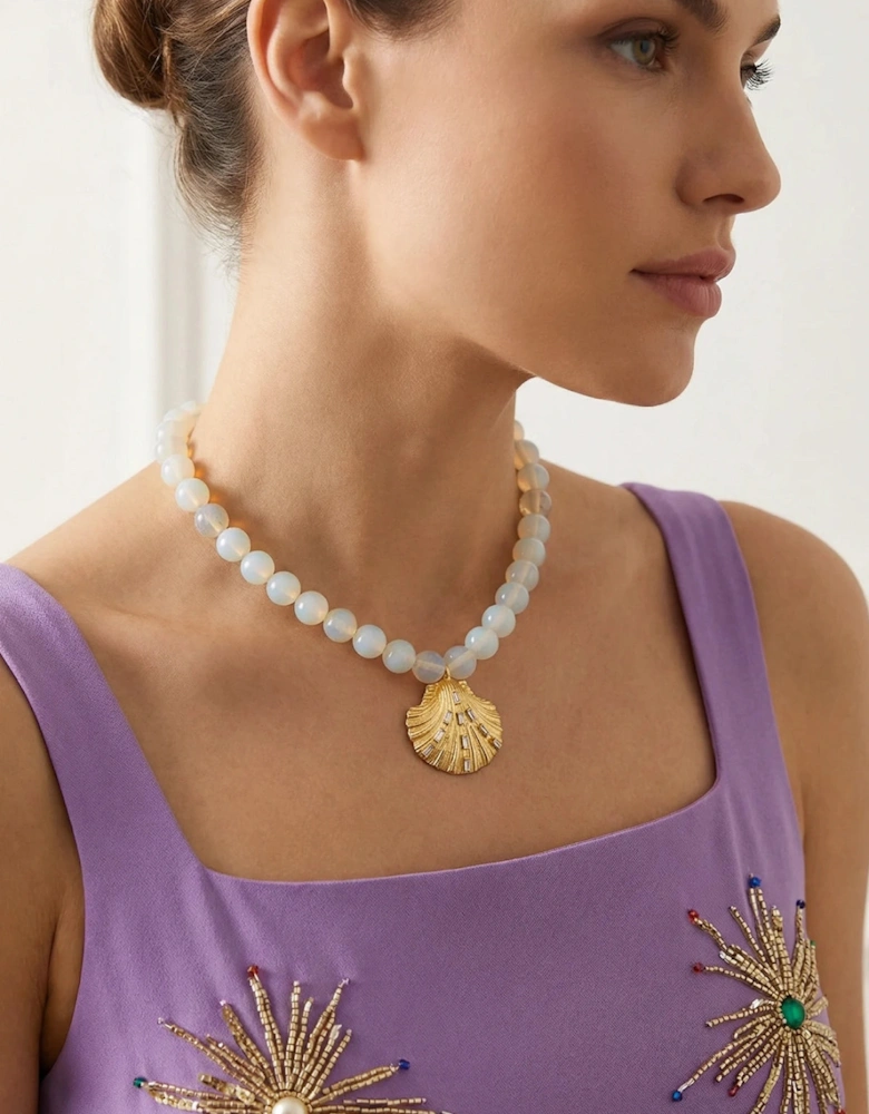 Isla's Opal and Gold Shell Pendant Necklace