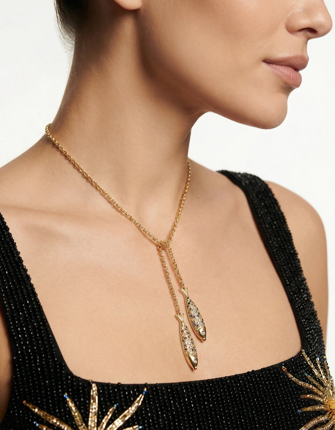 Oceanus Women's Glimmerfish Necklace - Black