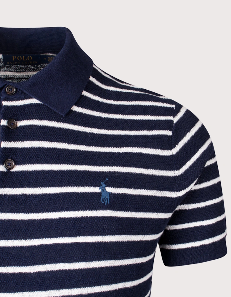 Striped Polo Collar Knit