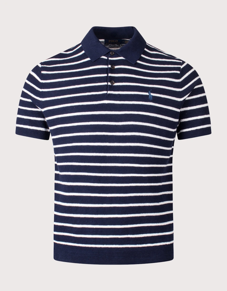 Striped Polo Collar Knit