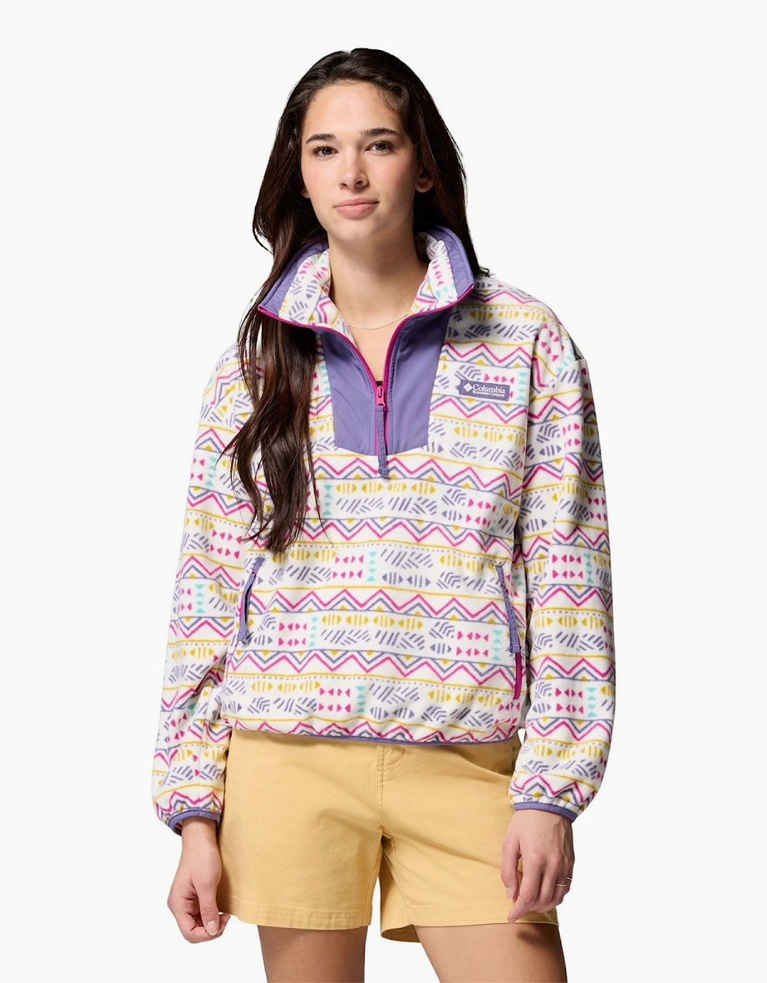 Sequoia Grove Printed Half Zip Polyester Women's White Fleece Pullover, 7 of 6