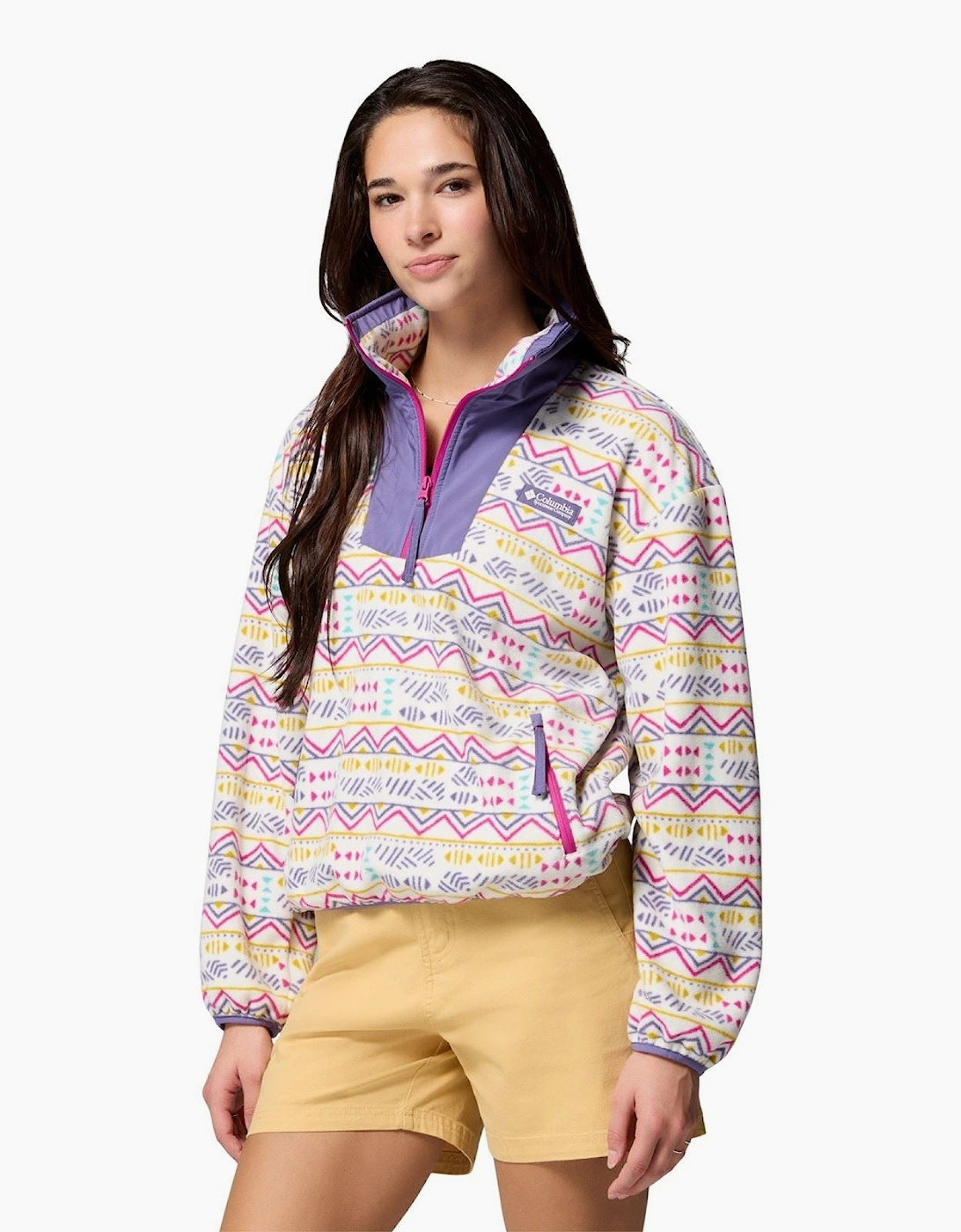 Sequoia Grove Printed Half Zip Polyester Women's White Fleece Pullover