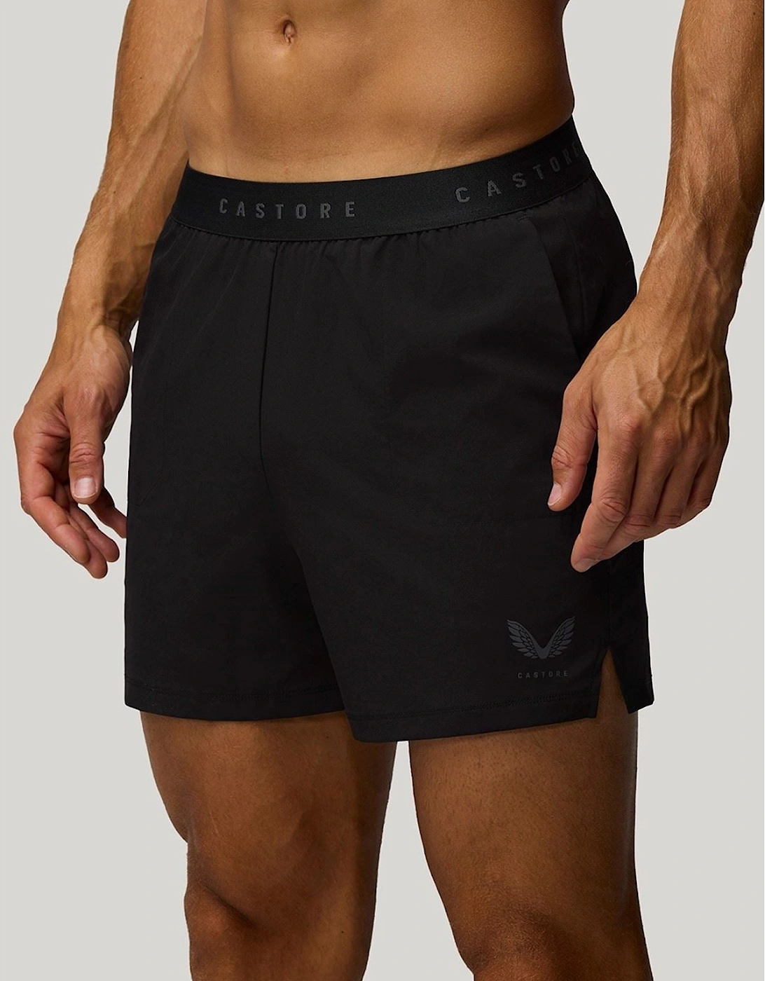 5" Branded Elastic Men's Black Activewear Shorts, 7 of 6