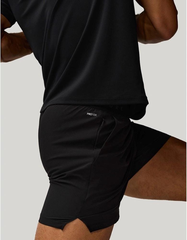 5" Branded Elastic Men's Black Activewear Shorts