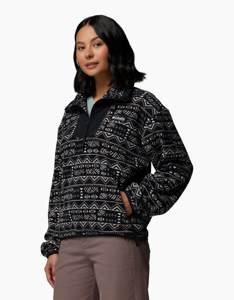Sequoia Grove Printed Half Zip Polyester Women's Black Fleece Pullover