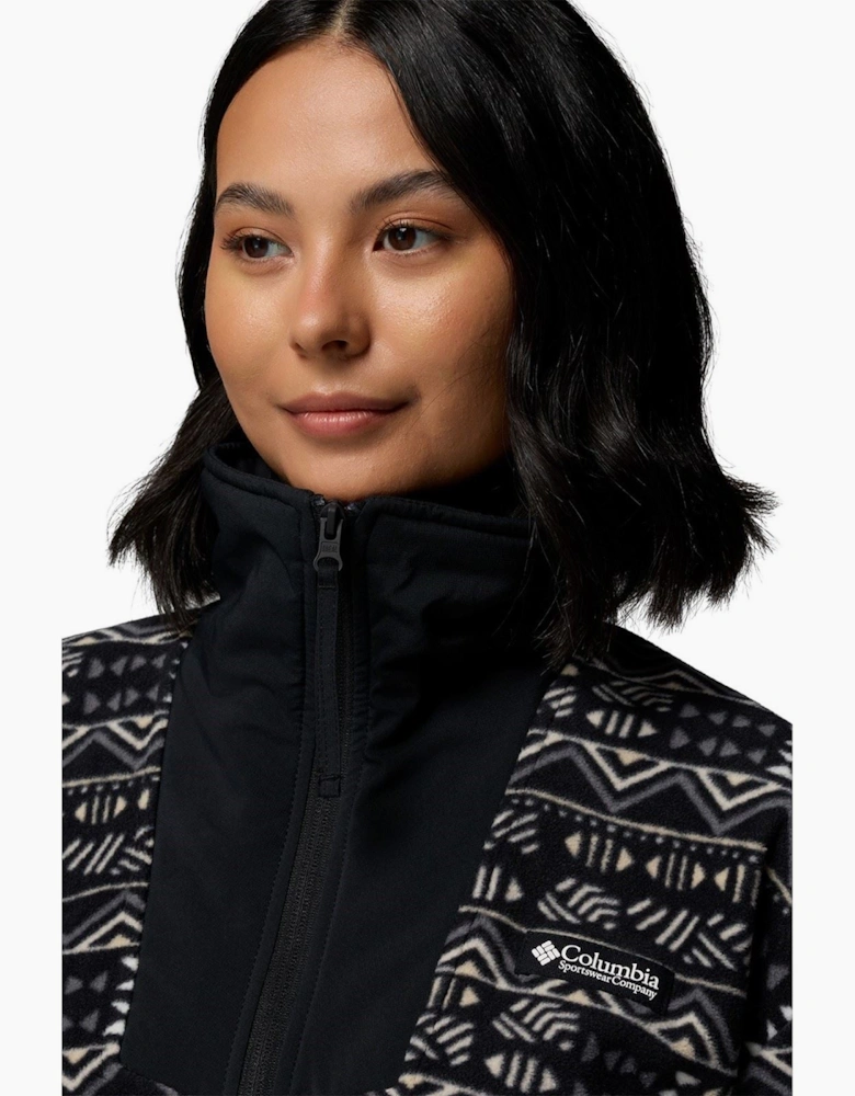 Sequoia Grove Printed Half Zip Polyester Women's Black Fleece Pullover