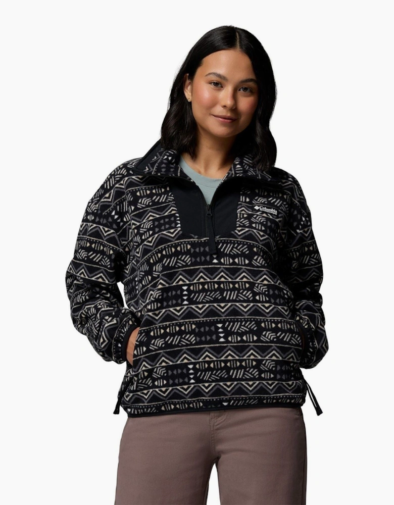Sequoia Grove Printed Half Zip Polyester Women's Black Fleece Pullover