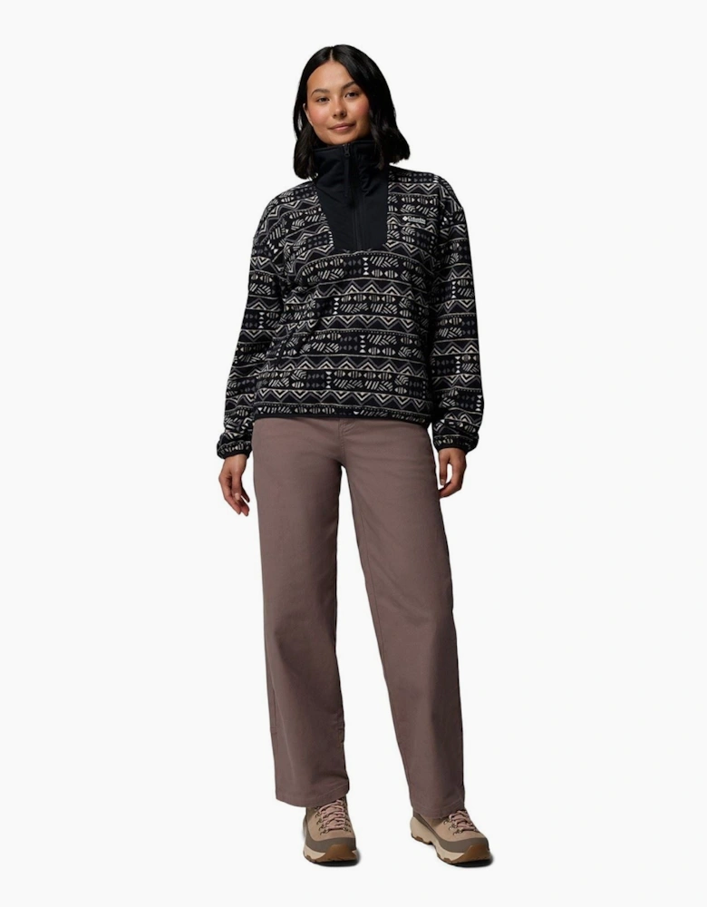 Sequoia Grove Printed Half Zip Polyester Women's Black Fleece Pullover