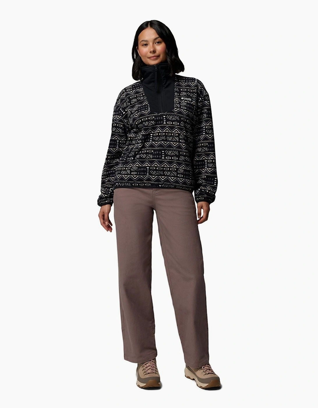 Sequoia Grove Printed Half Zip Polyester Women's Black Fleece Pullover