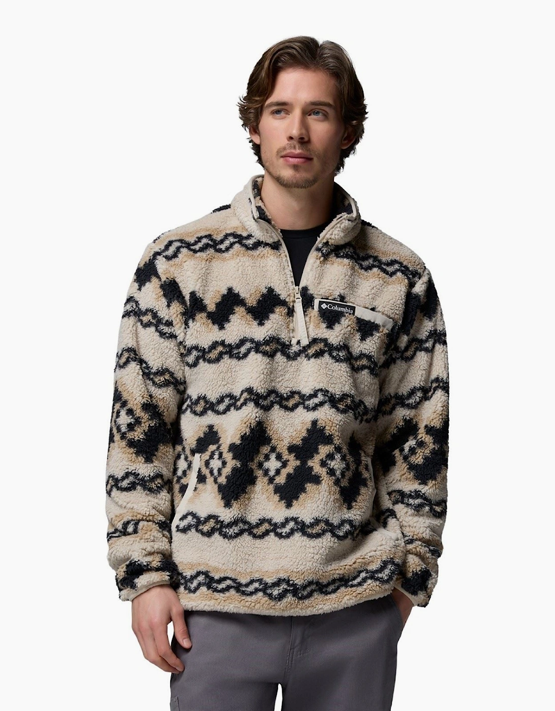 Rugged Ridge High Pile Half Zip Men's Brown Fleece Pullover, 6 of 5