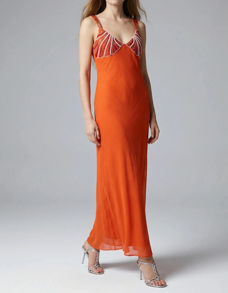 Hera Coral Seashell Maxi Dress