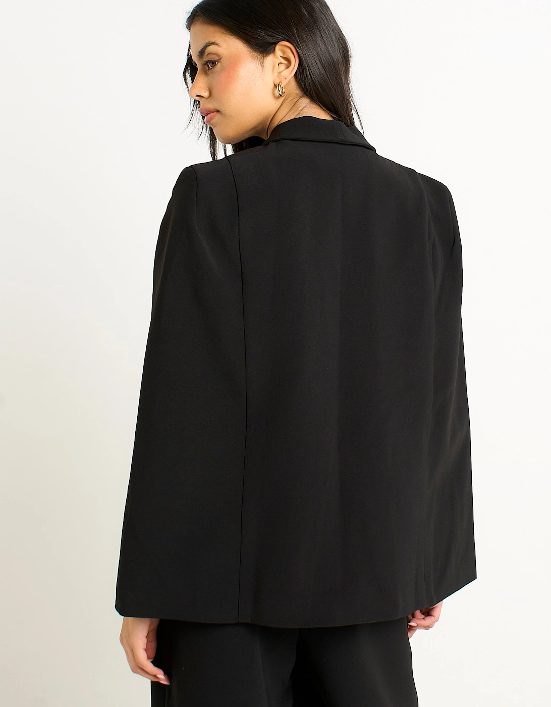 Black Tailored Cape with Leopard Print Lining