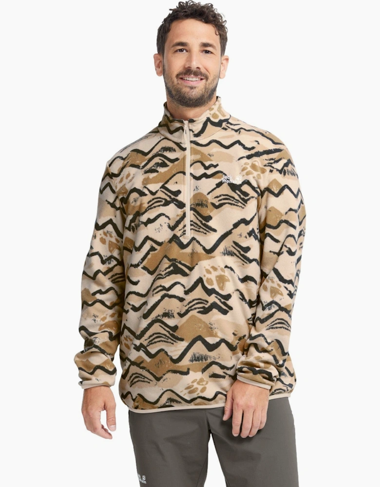 Jack Wolfskin Mens Paw Era 100 Print Half Zip Fleece