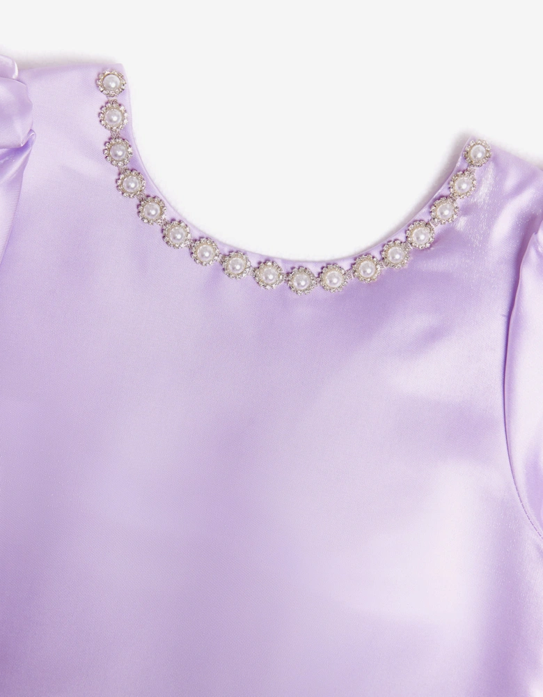 BCBGMAXAZRIA Girls A-Line Satin Dress in Purple