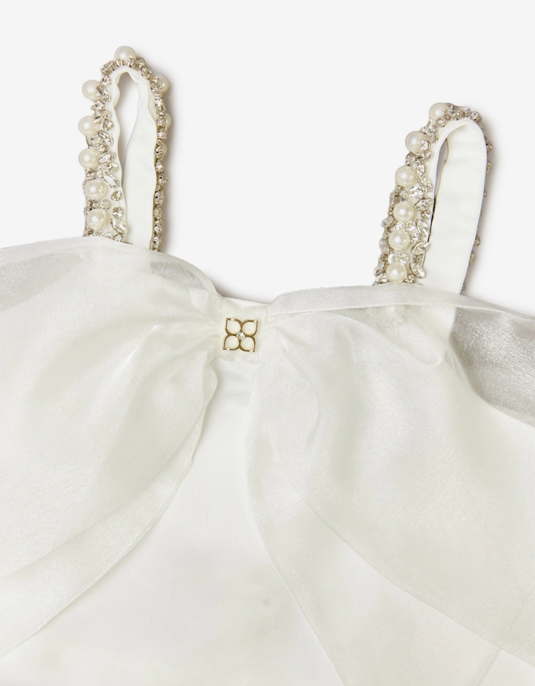 BCBGMAXAZRIA Girls Maxi Bow Top in White